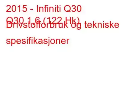 2015 - Infiniti Q30
Q30 1,6 (122 Hk) Drivstofforbruk og tekniske spesifikasjoner