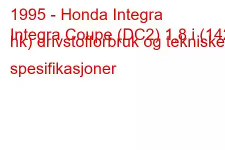 1995 - Honda Integra
Integra Coupe (DC2) 1,8 i (142 hk) drivstofforbruk og tekniske spesifikasjoner