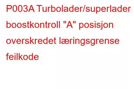 P003A Turbolader/superlader boostkontroll 