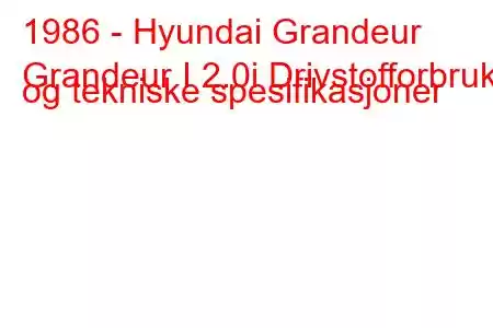 1986 - Hyundai Grandeur
Grandeur I 2.0i Drivstofforbruk og tekniske spesifikasjoner