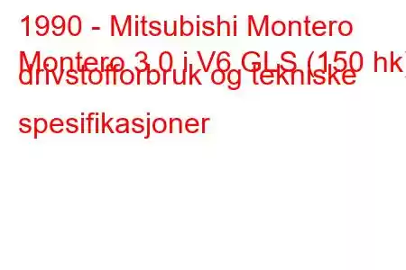 1990 - Mitsubishi Montero
Montero 3.0 i V6 GLS (150 hk) drivstofforbruk og tekniske spesifikasjoner