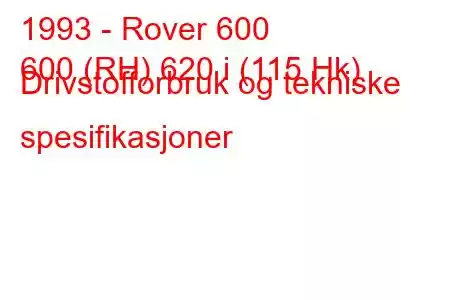 1993 - Rover 600
600 (RH) 620 i (115 Hk) Drivstofforbruk og tekniske spesifikasjoner