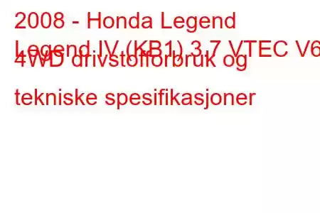 2008 - Honda Legend
Legend IV (KB1) 3.7 VTEC V6 4WD drivstofforbruk og tekniske spesifikasjoner