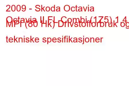 2009 - Skoda Octavia
Octavia II FL Combi (1Z5) 1,4 MPI (80 Hk) Drivstofforbruk og tekniske spesifikasjoner