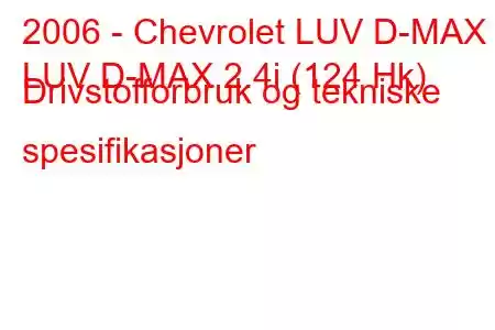 2006 - Chevrolet LUV D-MAX
LUV D-MAX 2.4i (124 Hk) Drivstofforbruk og tekniske spesifikasjoner