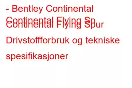 - Bentley Continental
Continental Flying Sp Continental Flying Spur Drivstoffforbruk og tekniske spesifikasjoner