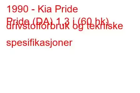 1990 - Kia Pride
Pride (DA) 1,3 i (60 hk) drivstofforbruk og tekniske spesifikasjoner