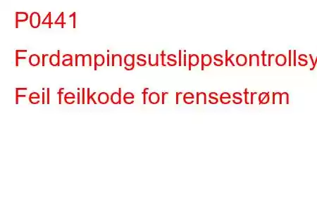 P0441 Fordampingsutslippskontrollsystem Feil feilkode for rensestrøm