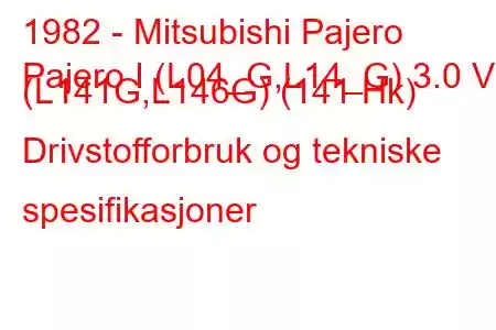 1982 - Mitsubishi Pajero
Pajero I (L04_G,L14_G) 3.0 V6 (L141G,L146G) (141 Hk) Drivstofforbruk og tekniske spesifikasjoner