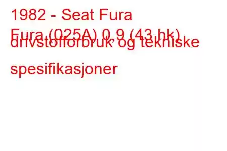 1982 - Seat Fura
Fura (025A) 0,9 (43 hk) drivstofforbruk og tekniske spesifikasjoner