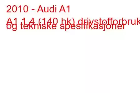 2010 - Audi A1
A1 1,4 (140 hk) drivstofforbruk og tekniske spesifikasjoner