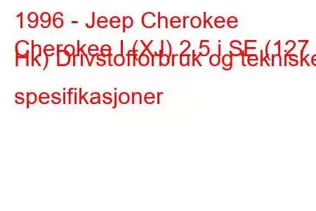 1996 - Jeep Cherokee
Cherokee I (XJ) 2.5 i SE (127 Hk) Drivstofforbruk og tekniske spesifikasjoner