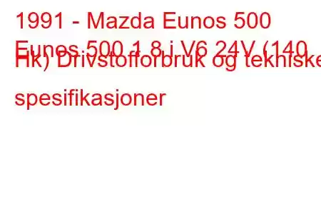 1991 - Mazda Eunos 500
Eunos 500 1.8 i V6 24V (140 Hk) Drivstofforbruk og tekniske spesifikasjoner