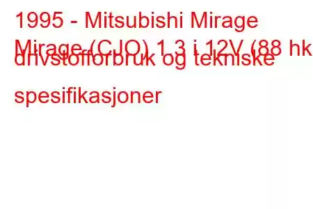 1995 - Mitsubishi Mirage
Mirage (CJO) 1.3 i 12V (88 hk) drivstofforbruk og tekniske spesifikasjoner